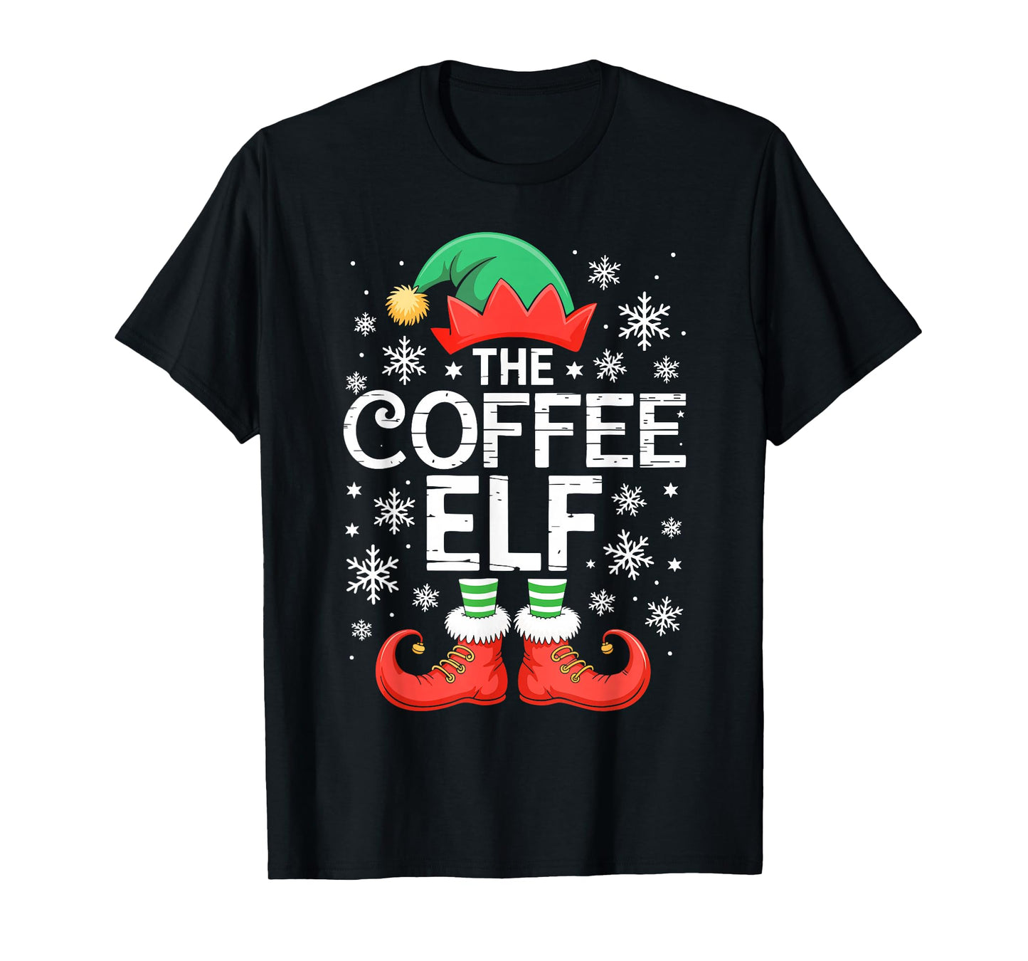The Coffee Elf Shirt Men Women Family Matching Christmas T-Shirt