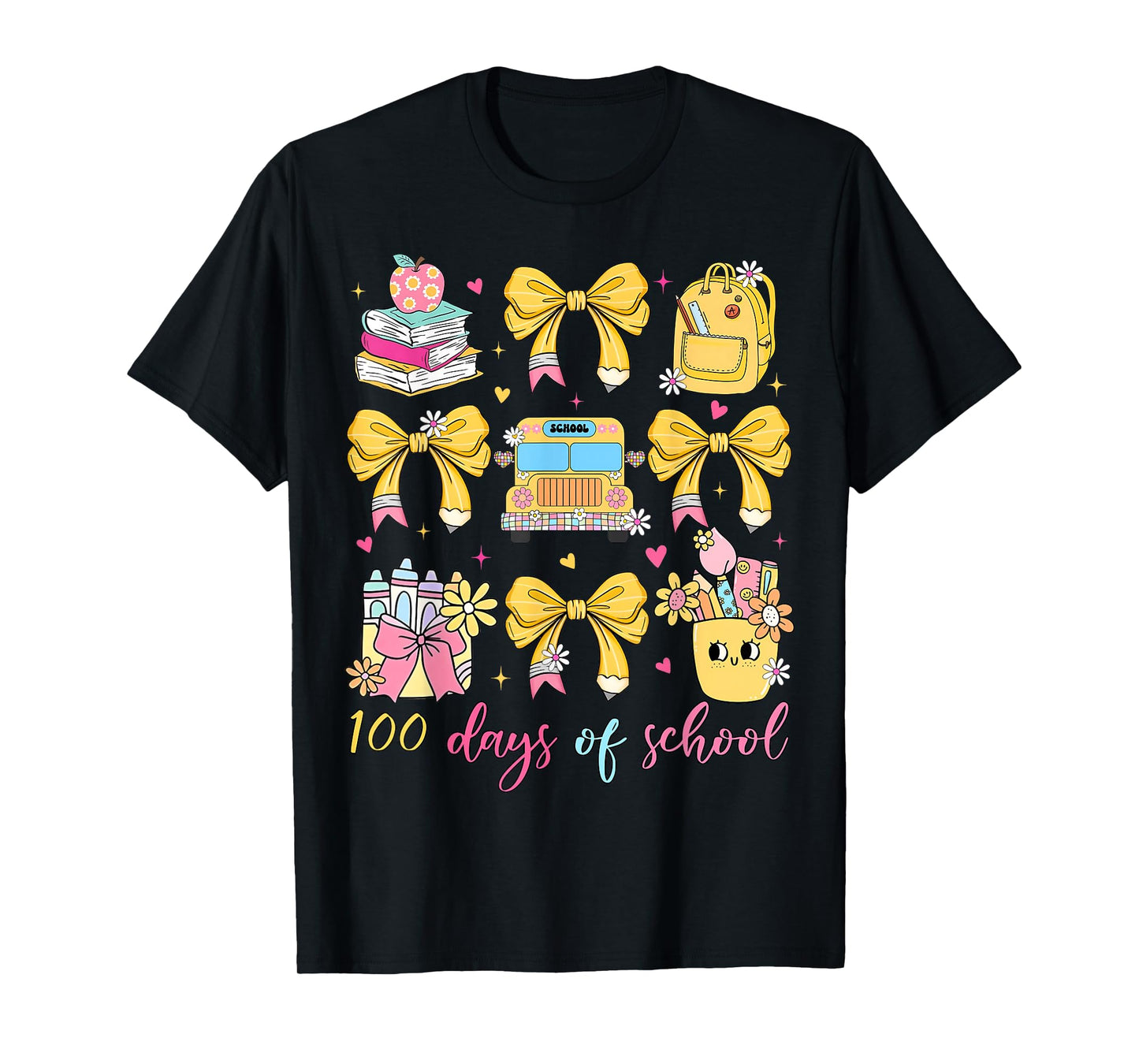Coquette Bow 100th Day of School 100 Days Teacher Girls T-Shirt