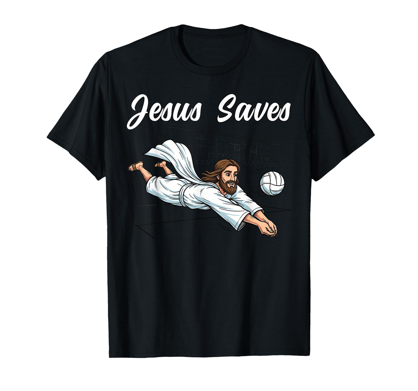 Jesus Christ Saves Christian Volleyball Player Men Women T-Shirt