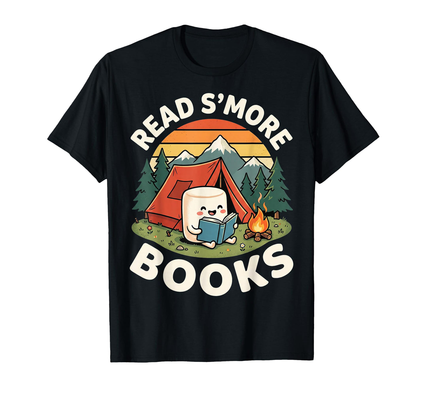 Read S'More Books Cute Marshmallow Camping Reading Pun T-Shirt