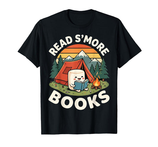 Read S'More Books Cute Marshmallow Camping Reading Pun T-Shirt