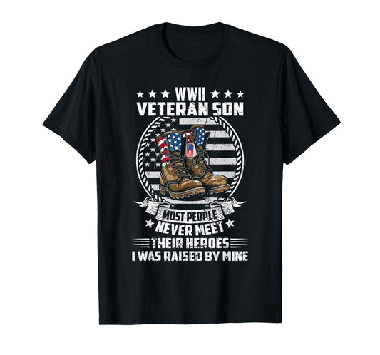 Proud Son of WWII Veteran World War 2 Vet Flag US T-Shirt