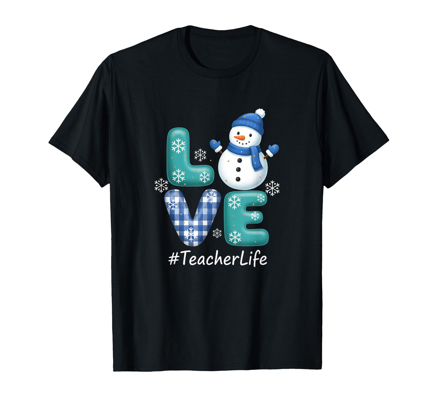 Teacher Winter Love Snowman TeacherLife Classroom Holiday T-Shirt