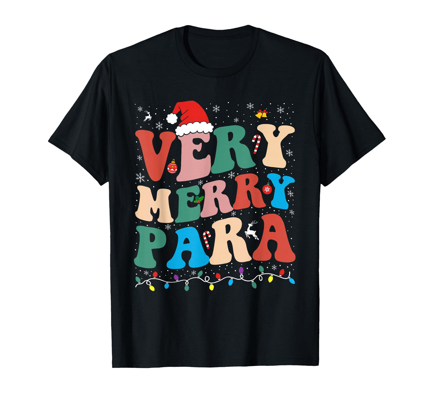 Very Merry para Christmas Lights Santa Family Holiday T-Shirt
