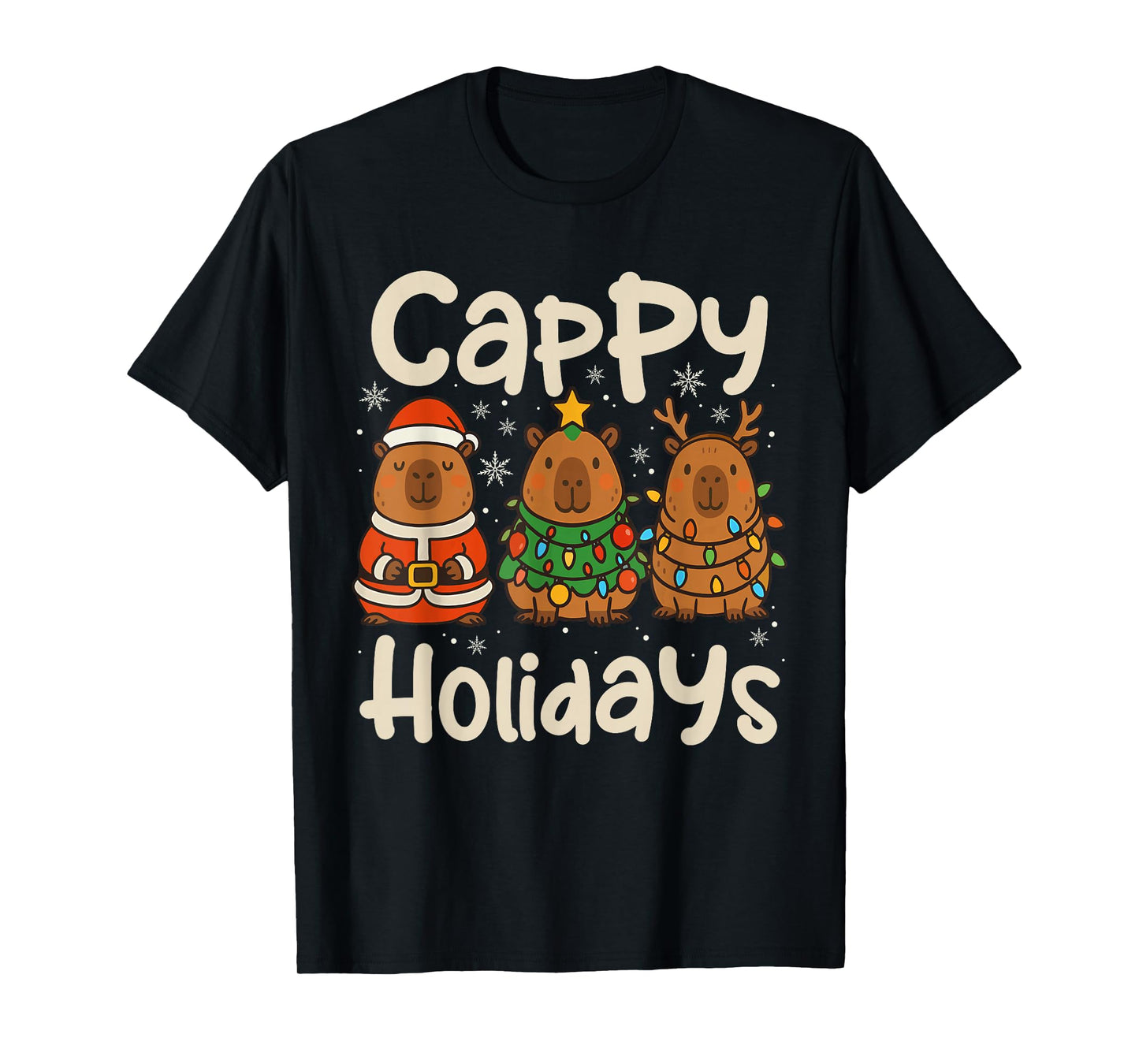 Cappy Holidays Capybara Christmas Pajama Rodent Animal T-Shirt