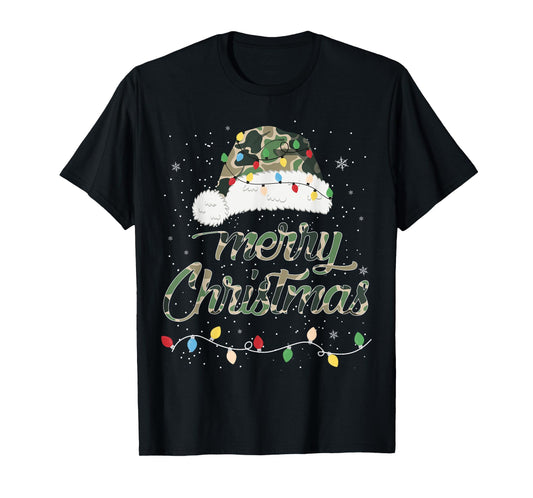 Merry Christmas Camouflage Santa Hat Xmas Family Men Women T-Shirt