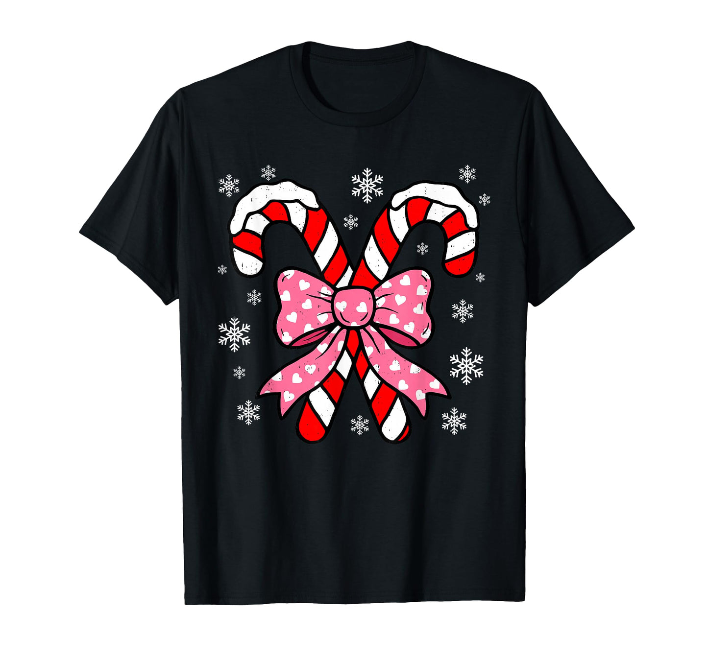Candy Cane Christmas Season Retro Coquette Bow Xmas Holiday T-Shirt