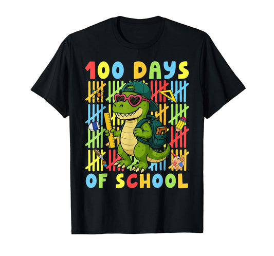 100 Days of School Funny Dinosaur T-rex Boy Girl Teacher T-Shirt