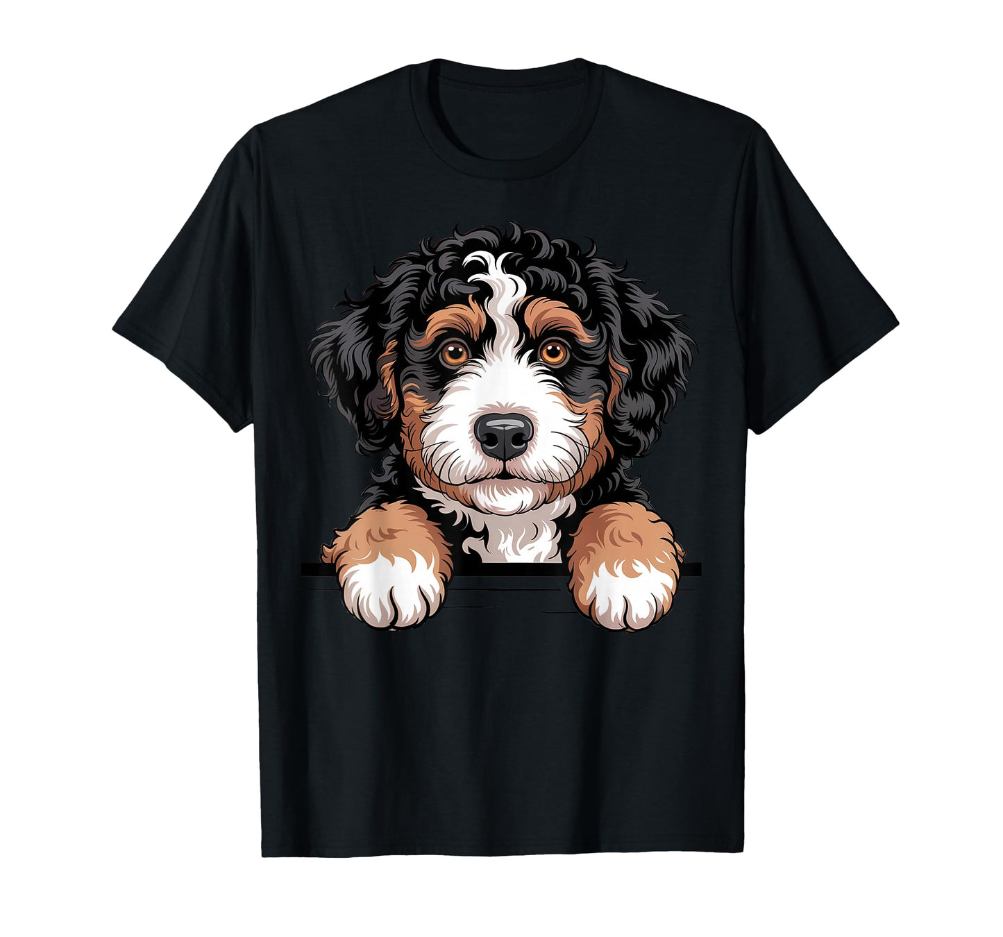 Bernedoodle Funny Peeking Pocket Berner Doodle Dog Lover T-Shirt