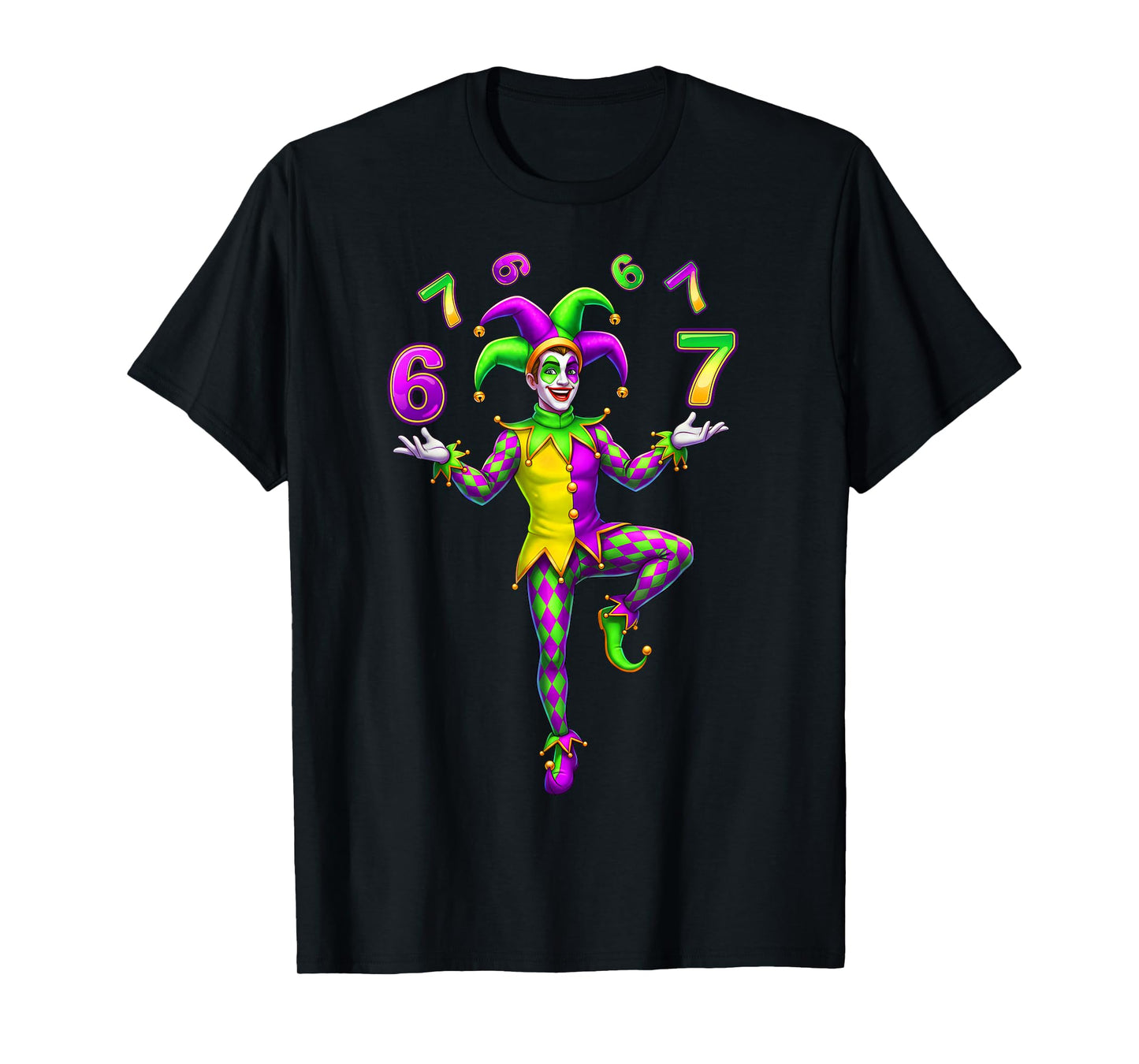 Six Seven Mardi Gras Jester 6 7 Meme Carnival Party 67 Kids T-Shirt