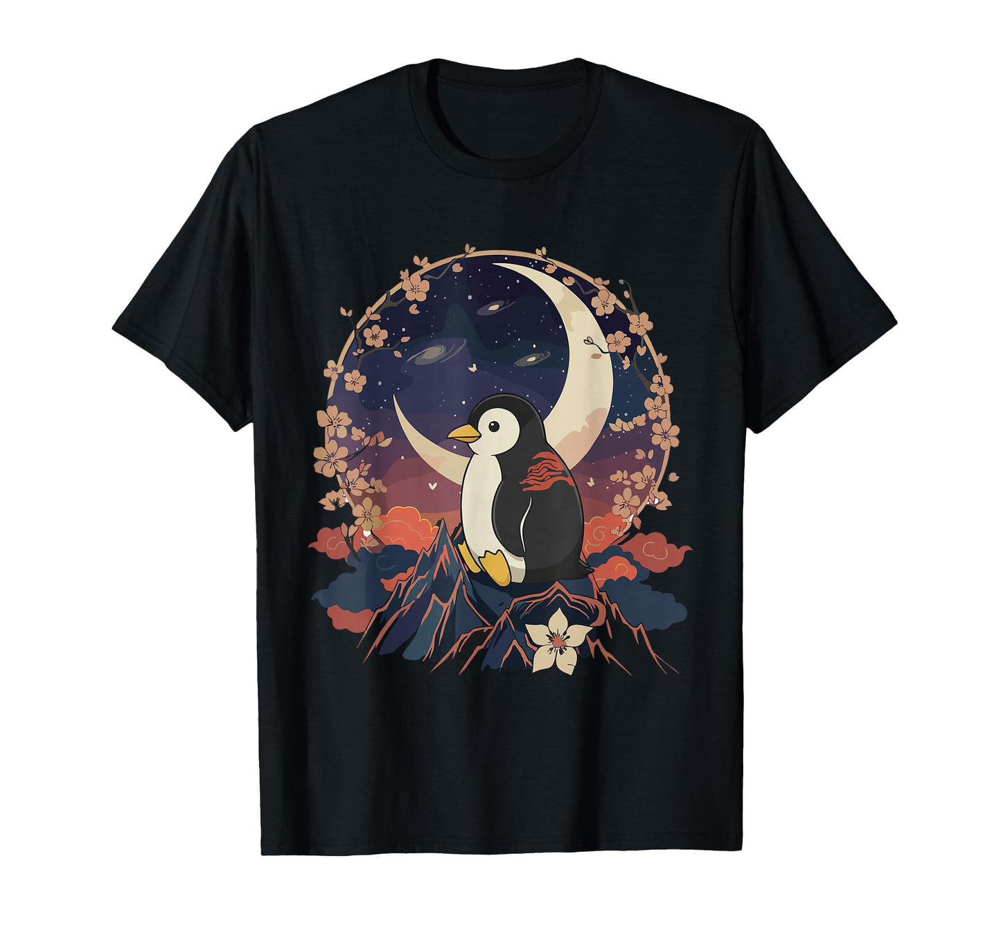 Kawaii Penguin Moon Japanese Anime T Shirts Men Women Kids T-Shirt