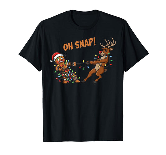 Funny Oh Snap Gingerbread Man Reindeer Xmas Pajama Christmas T-Shirt