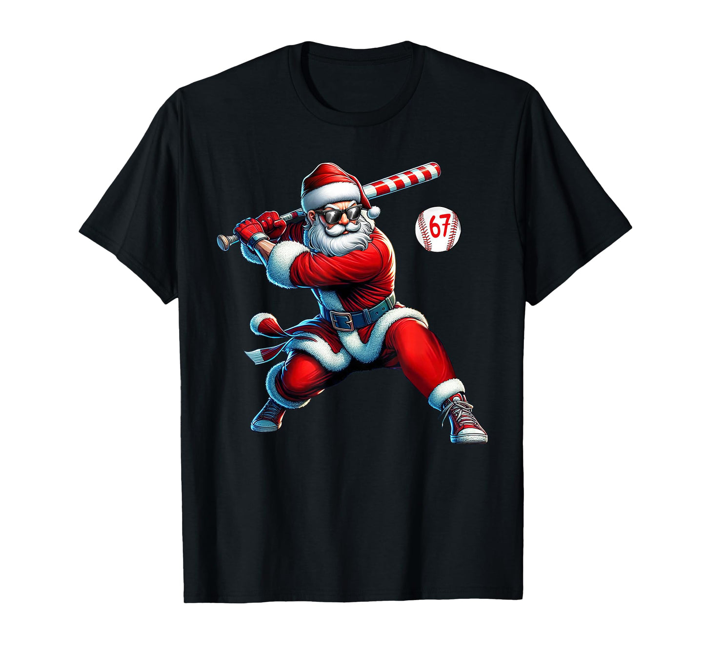 Santa Baseball Six Seven 6 7 Meme Christmas Men Boys Player T-Shirt
