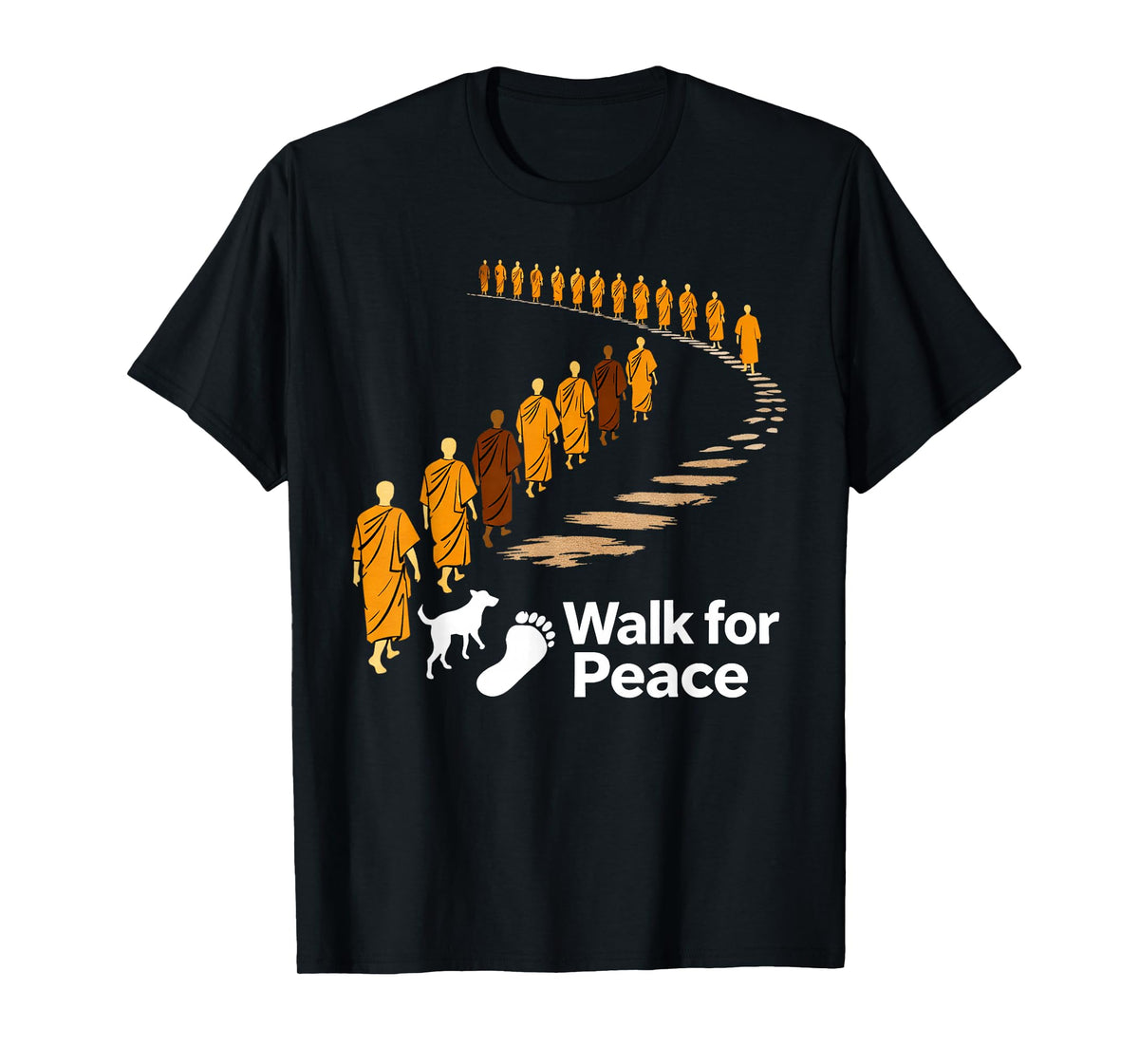 Walk Peace 2026 World Peace Monks with Aloka Dog Spiritual T-Shirt