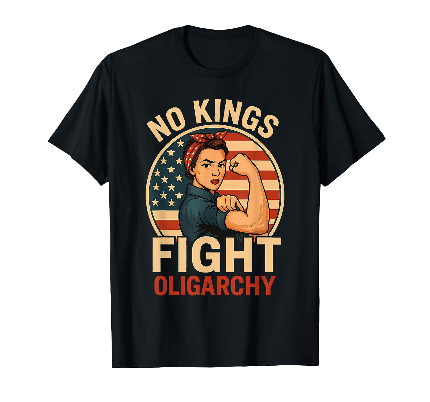 No Kings Womens Retro Patriotic Woman Liberty 4th of July T-Shirt