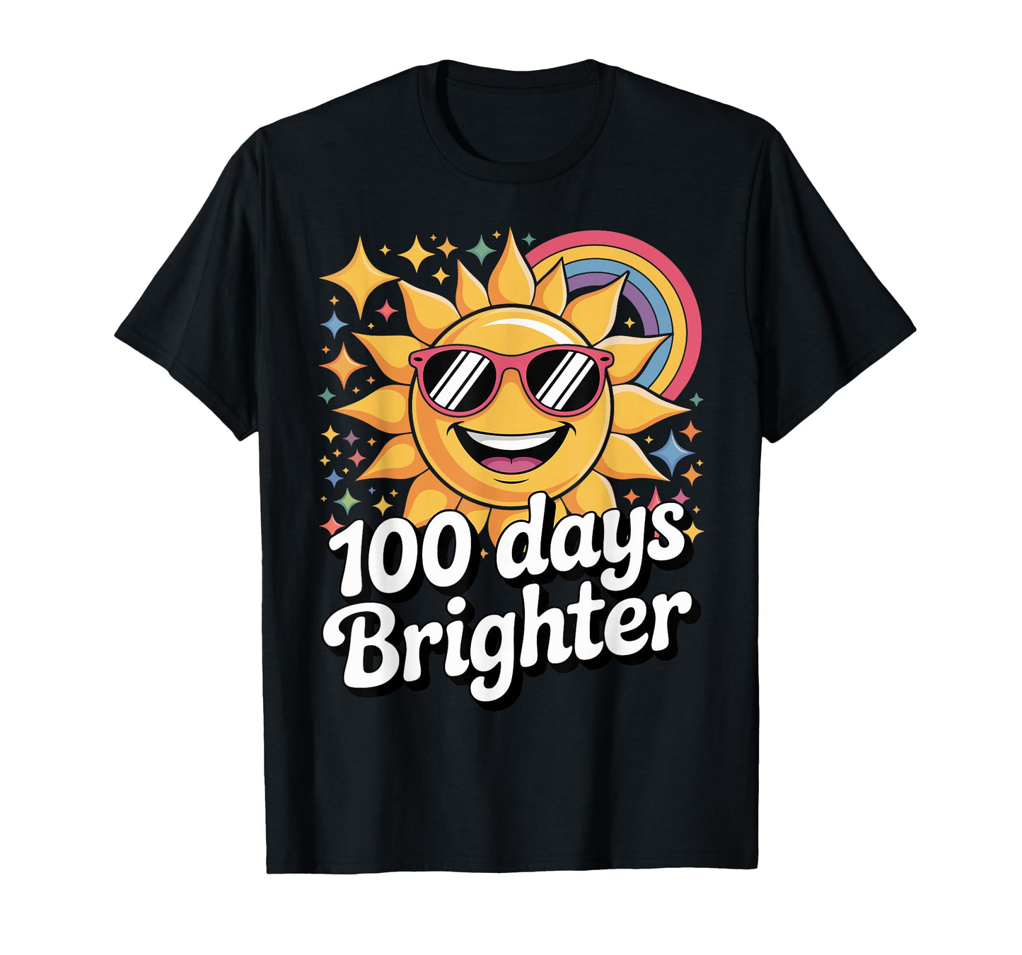 100 Days Brighter Cute Rainbow Sunshine School Design T-Shirt