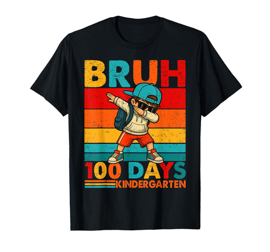 Bruh 100 Days Kindergarten Dabbing Boy 100th Day of School T-Shirt