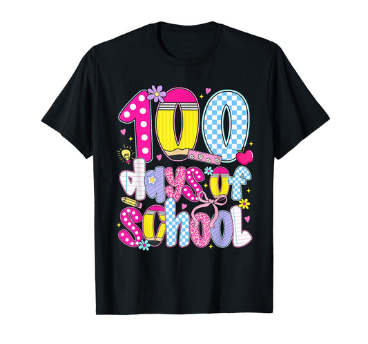 100 Days of School Groovy Retro Teacher Student Kids Funny T-Shirt
