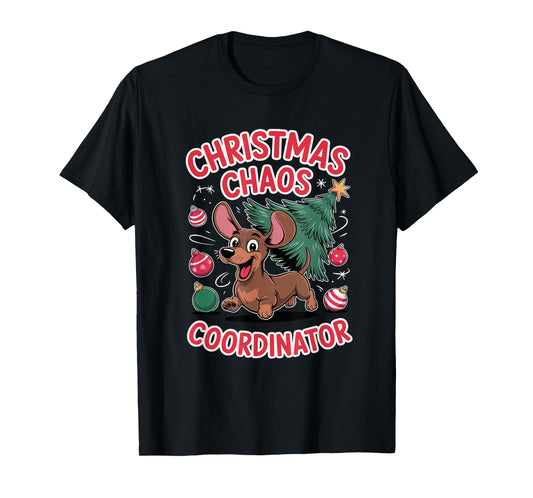 Christmas Chaos Coordinator Xmas Puppy Funny Dachshund T-Shirt