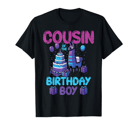 Cousin Birthday Boy Llama Pinata Bday Party Boys Girls Kid T-Shirt