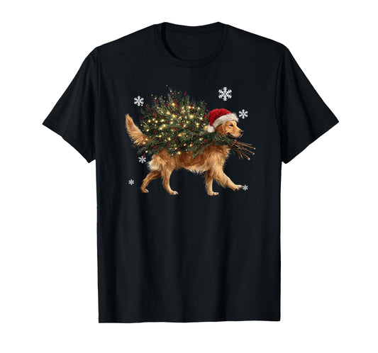 Funny Golden Retriever Dog Christmas Tree Pet Lover Xmas T-Shirt