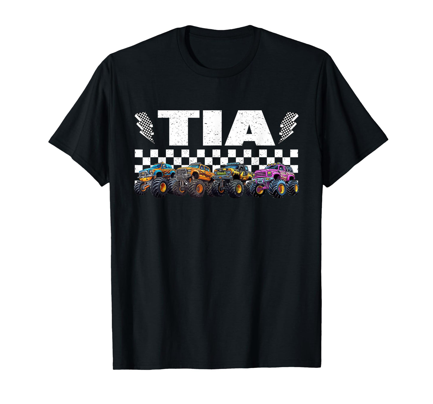 Tia Retro Monster Truck Family Crew Birthday Matching T-Shirt