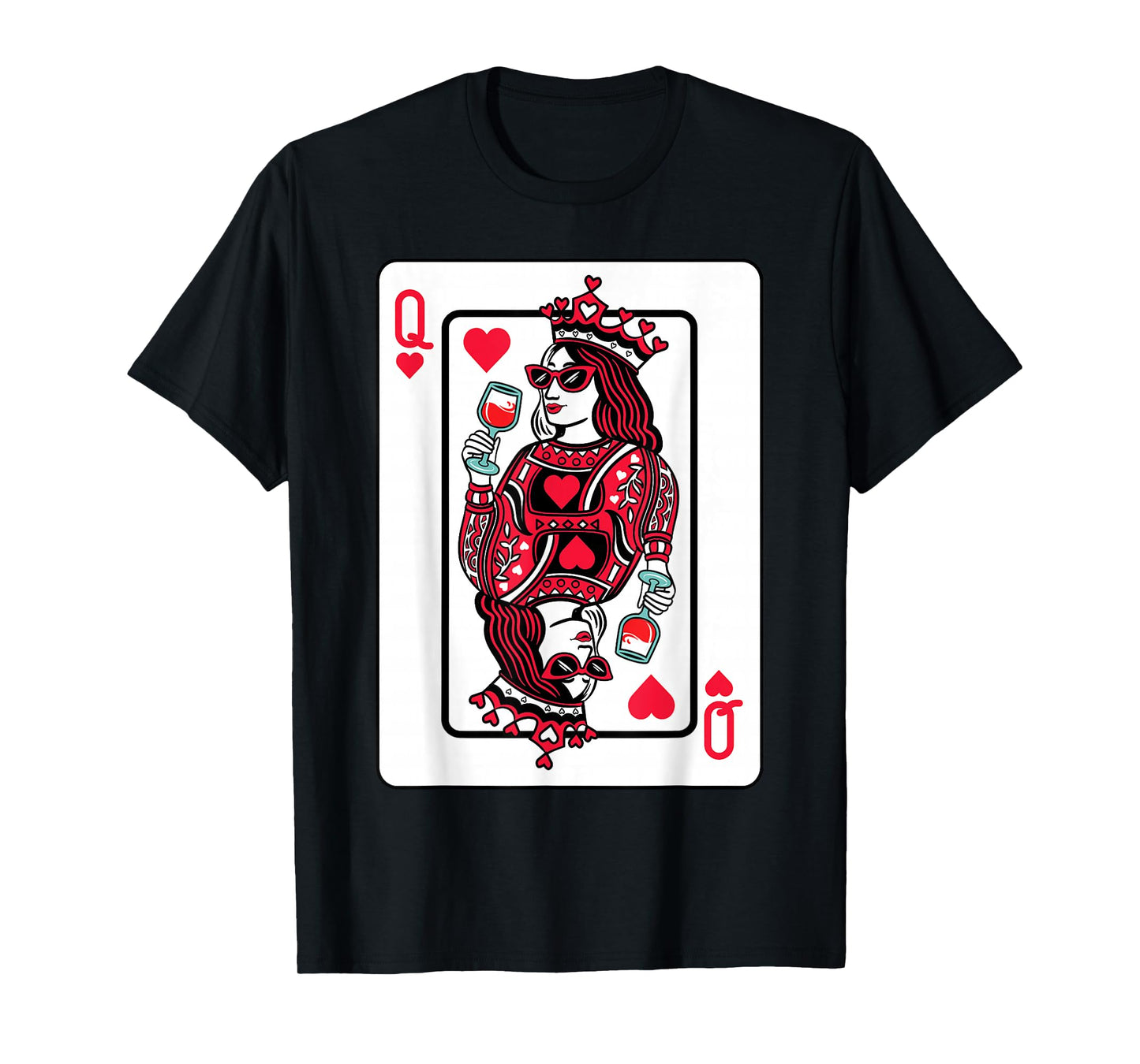 Queen of Hearts Wine Lover Valentine Funny Playing Cards T-Shirt