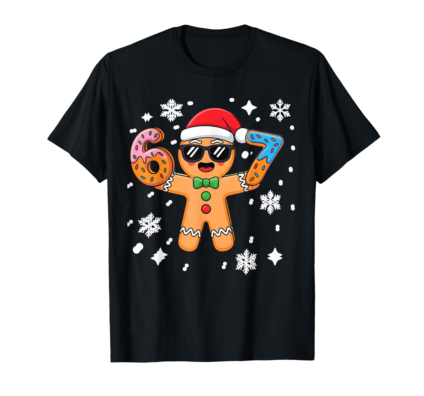 Gingerbread Six Seven 67 Ice Cream Drip Christmas Boys T-Shirt