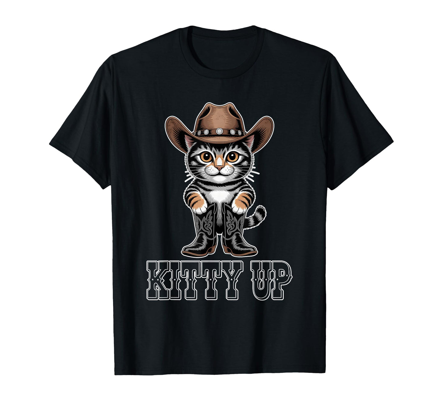 Kitty a Up Vintage Country Music Lover Cat in Cowboy Costume T-Shirt