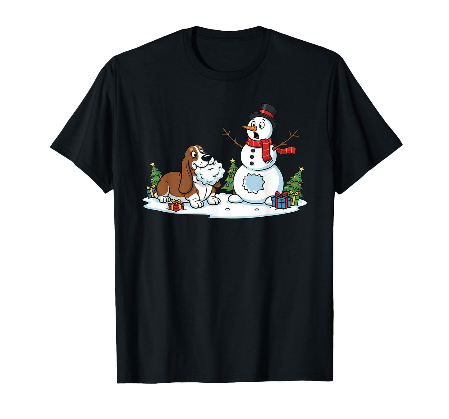 Basset Hound Snowman Christmas Tree Xmas Womens Mens Kids T-Shirt