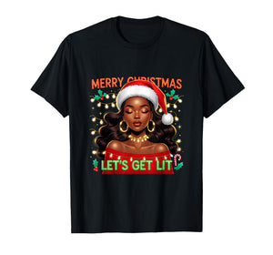 Christmas Sleigh Queen African American Melanin Afro T-Shirt