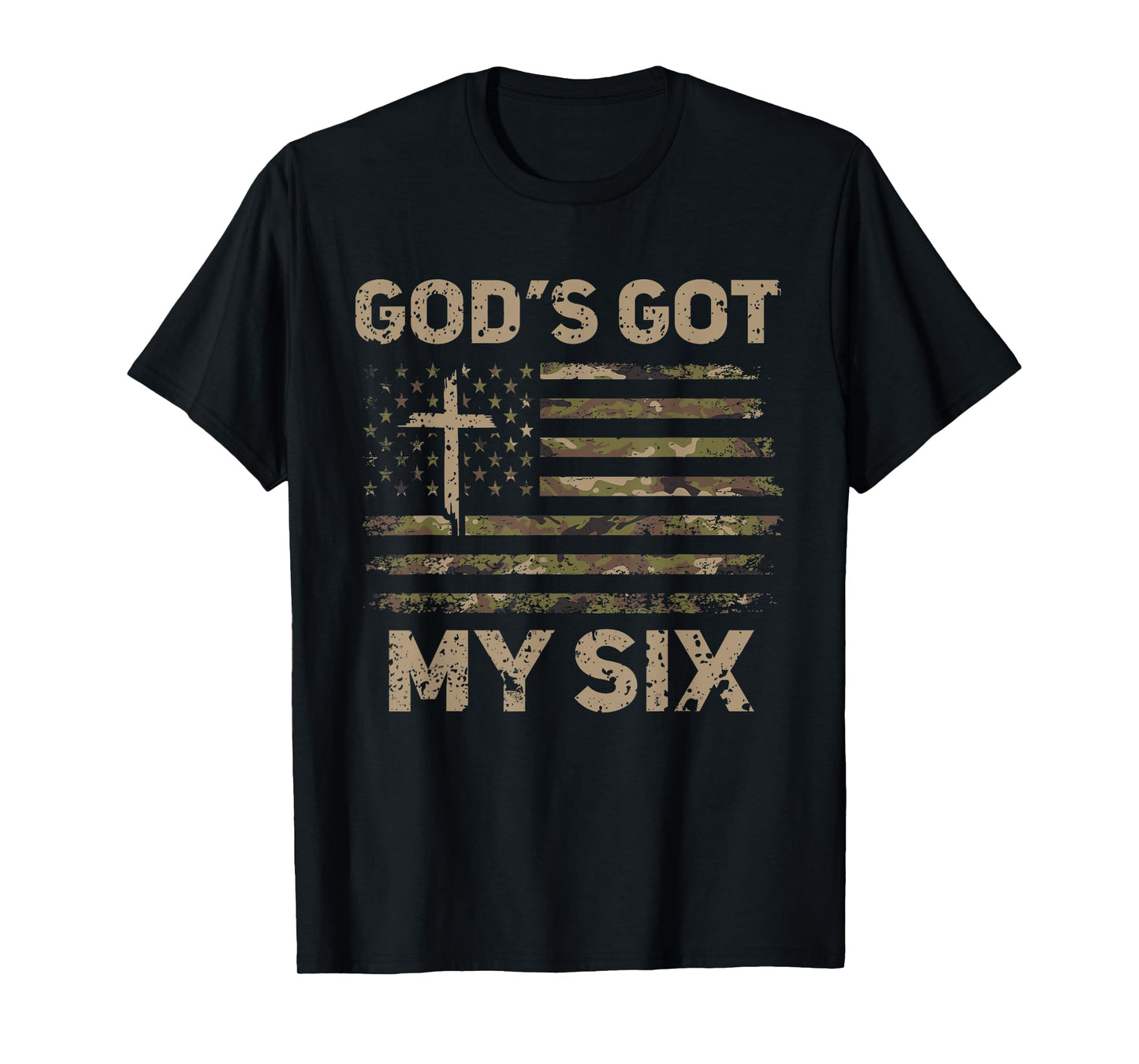 God's Got My Six Christian Military Veteran Dad Vet Men T-Shirt