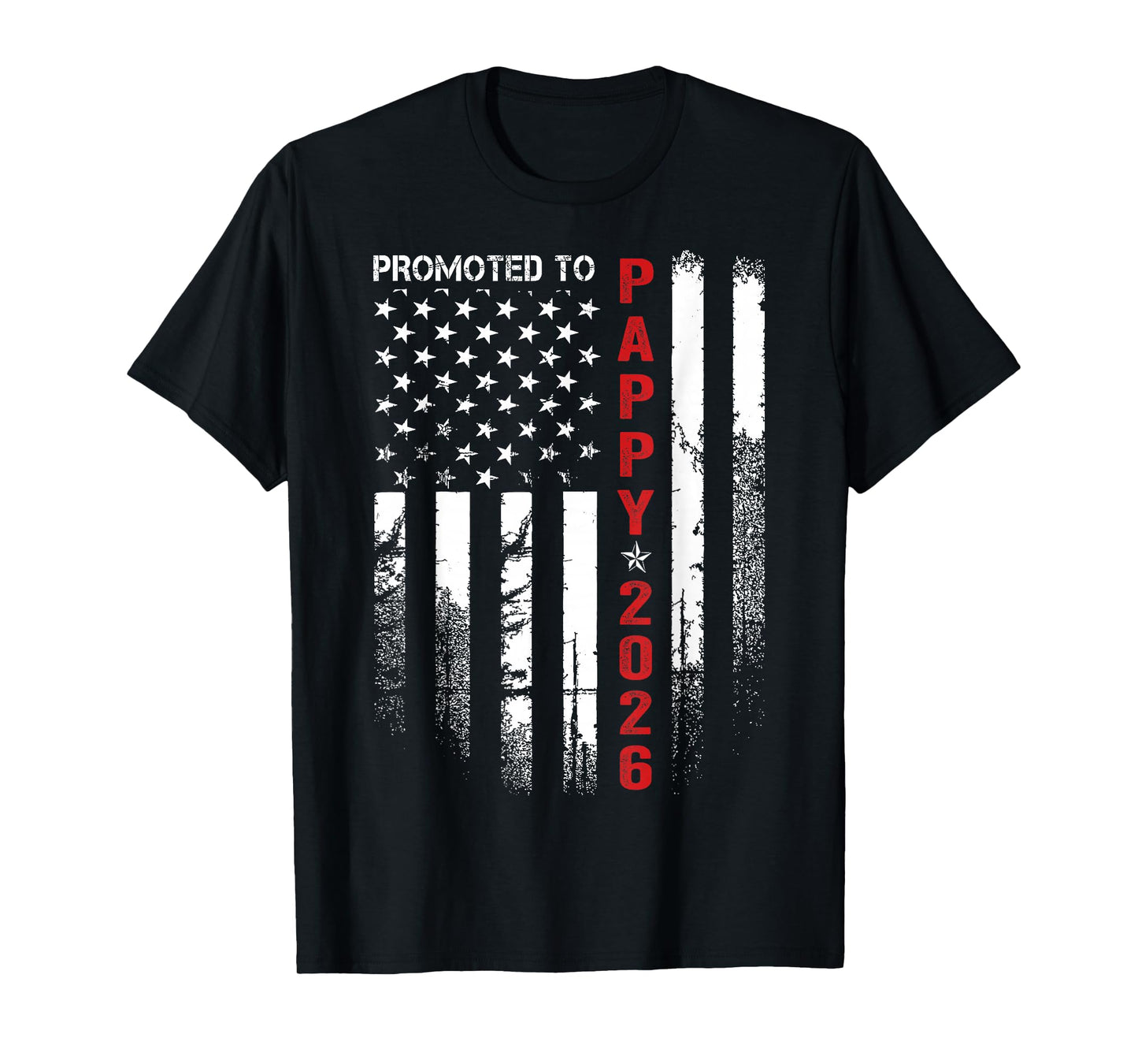 Patriotic Mens Promoted to Pappy Est 2026 First Time Dad T-Shirt
