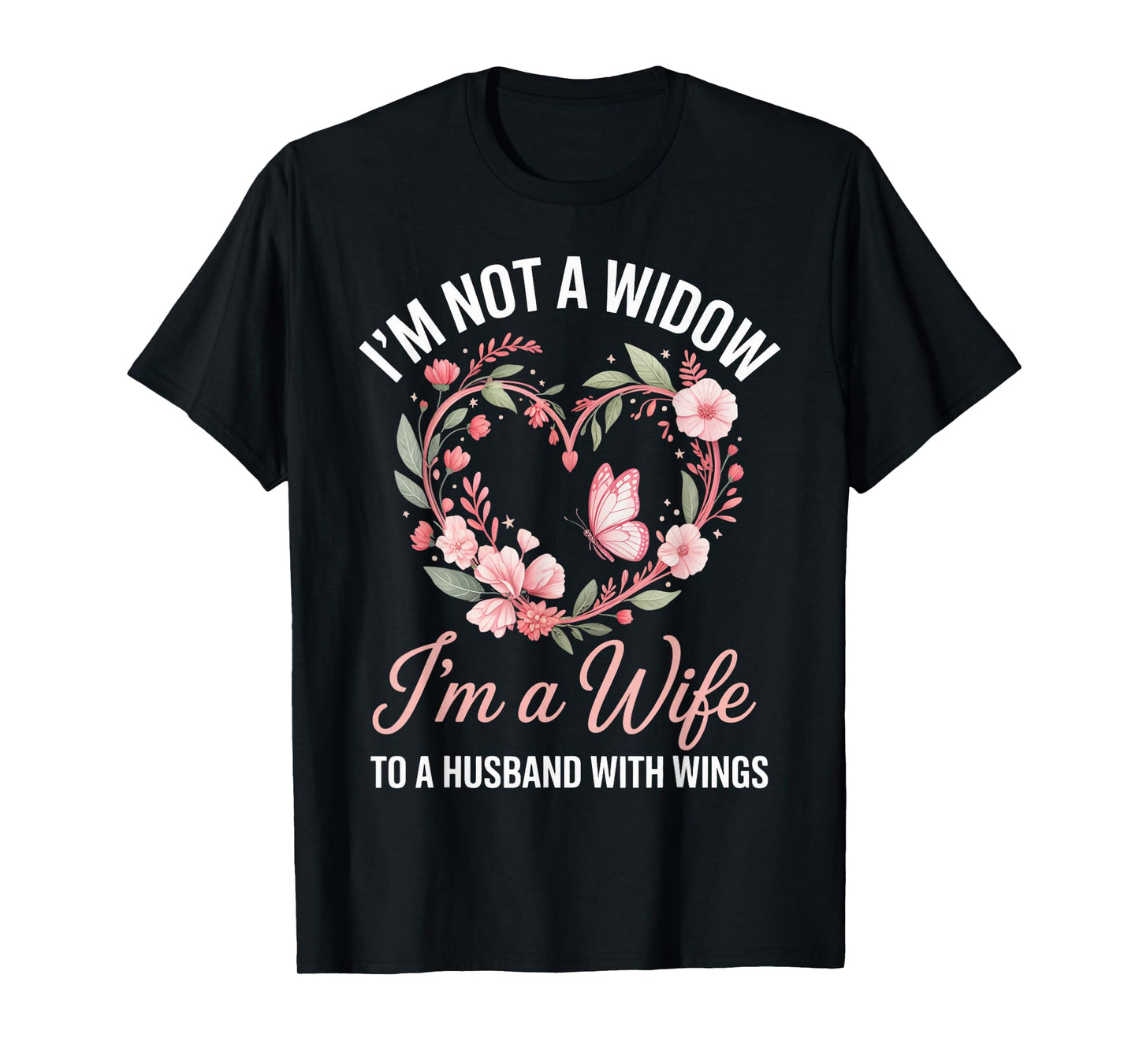 Wife to A Husband with Wings Heaven Memorial Husband Widow T-Shirt