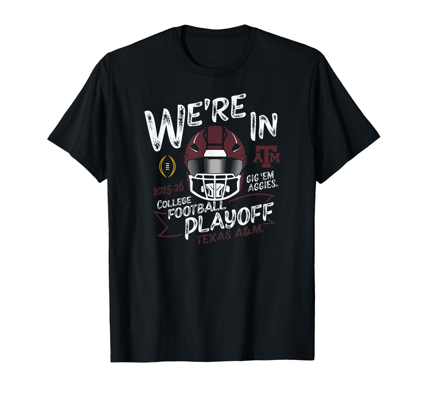 Texas A&M Aggies CFP College Football Playoff 2025-26 Black T-Shirt