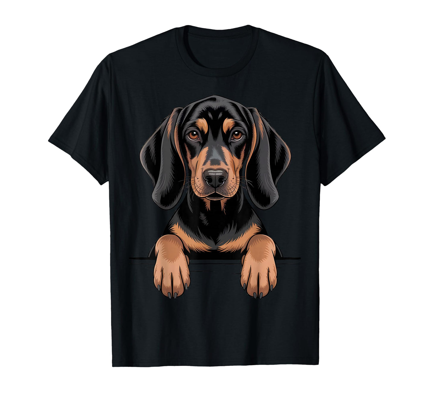 Black and Tan Coonhound Funny Peeking Pocket Puppy Dog Lover T-Shirt
