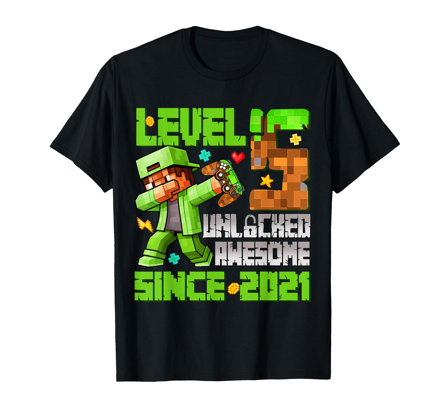 Level 5 Unlocked Awesome Since 2021 5th Birthday Game Boys T-Shirt