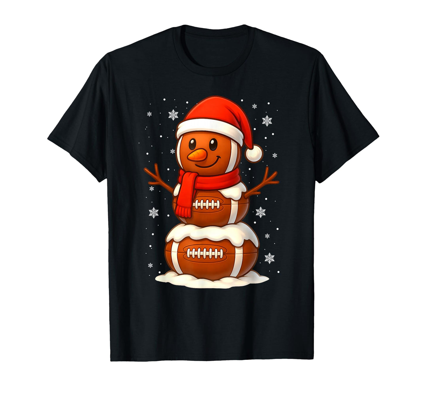 Merry Christmas Football Snowman Holiday Sports Xmas Pajamas T-Shirt