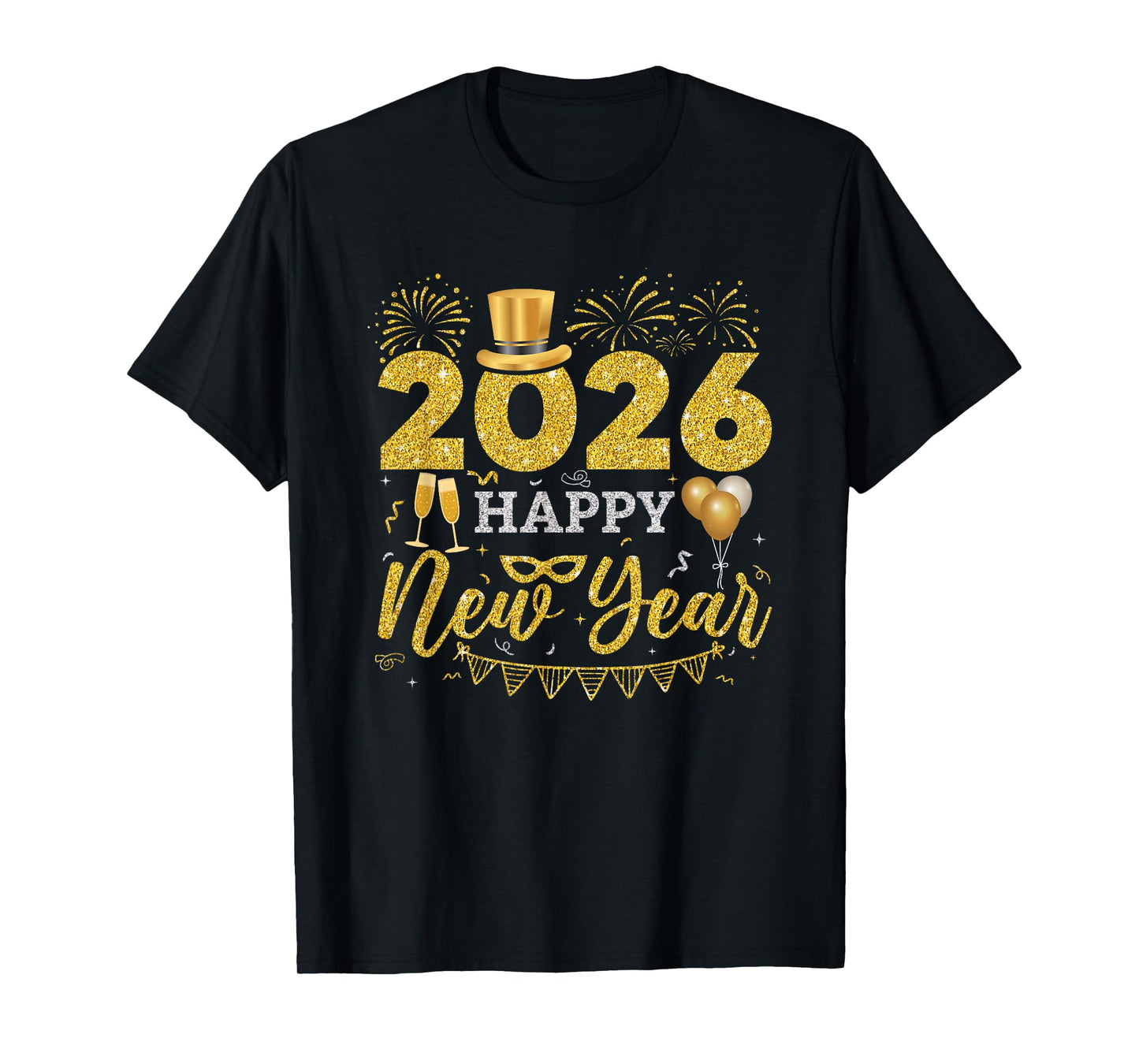 Happy New Year Party 2026 Ballon Family Matching Men Women T-Shirt