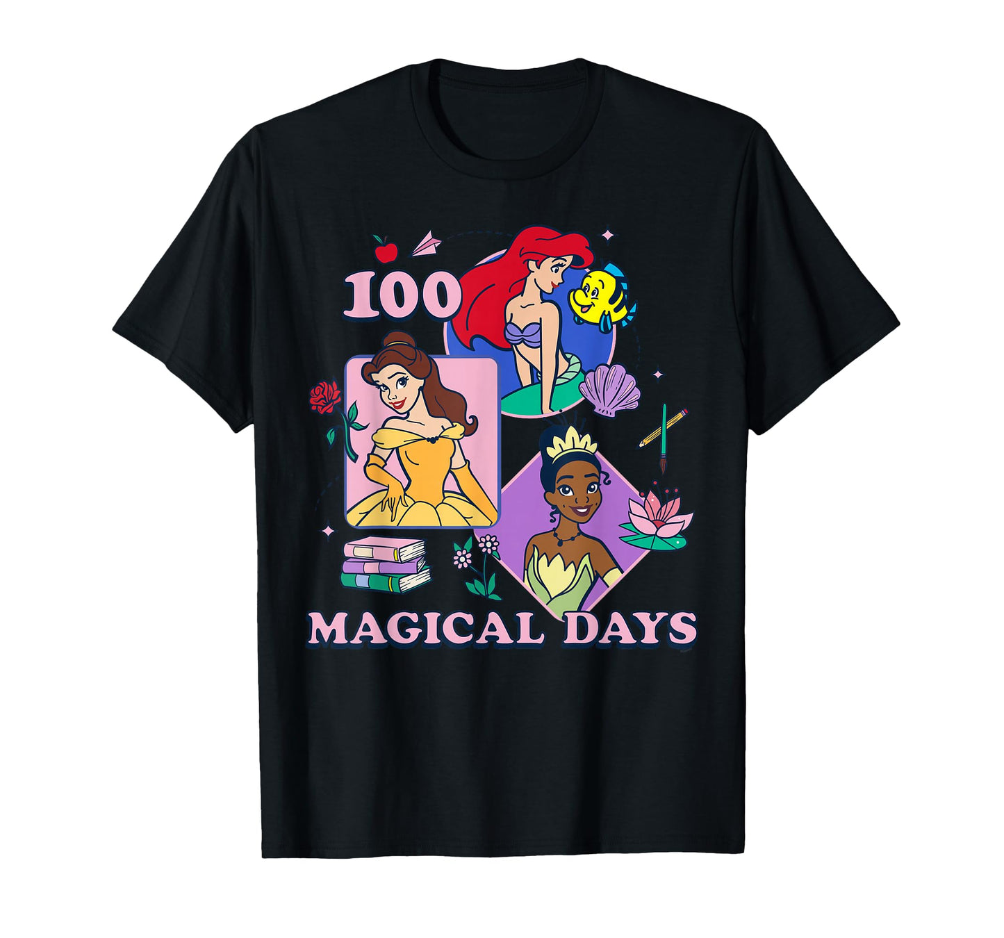 Disney Princess 100 Magical Days of School 100th Day T-Shirt