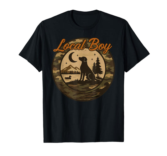 Black Lab Dog Local Southern Boy Camo Duck Hunting Youth Men T-Shirt