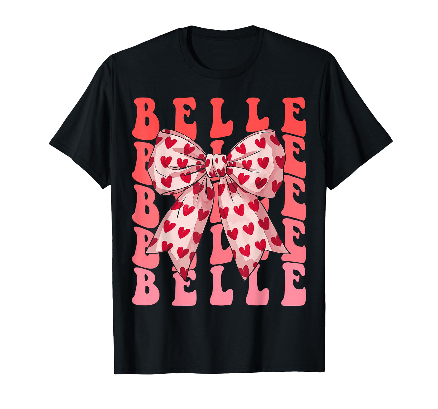 Coquette Bow Belle Name Aesthetic Women Mothers Day Design T-Shirt