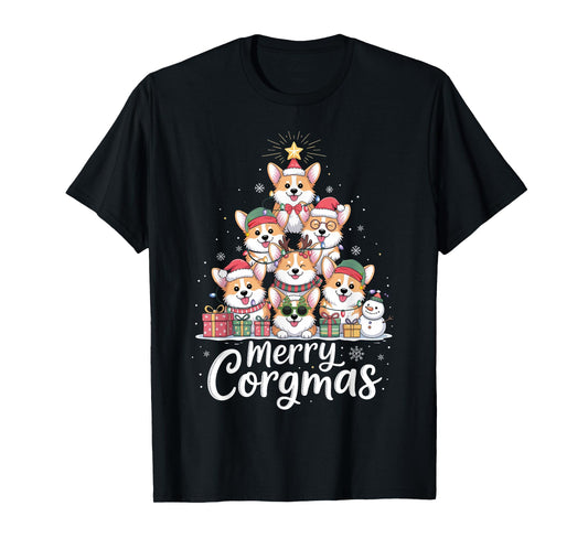 Cute Corgi Christmas Tree Santa Xmas Lights Corgmas Dog T-Shirt