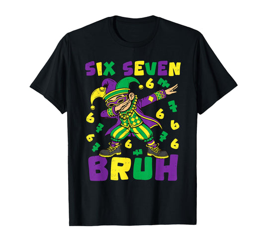 Mardi Gras Carnival Six Seven Bruh Dabbing 6 7 Meme Boys Kid T-Shirt