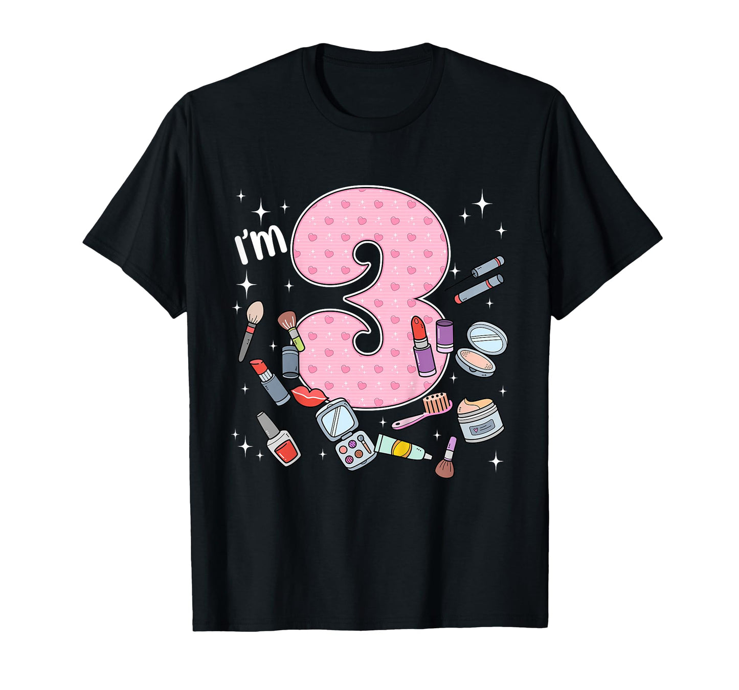 3rd Birthday Makeup Spa Nail 3 Years Old Girl Bday Party T-Shirt