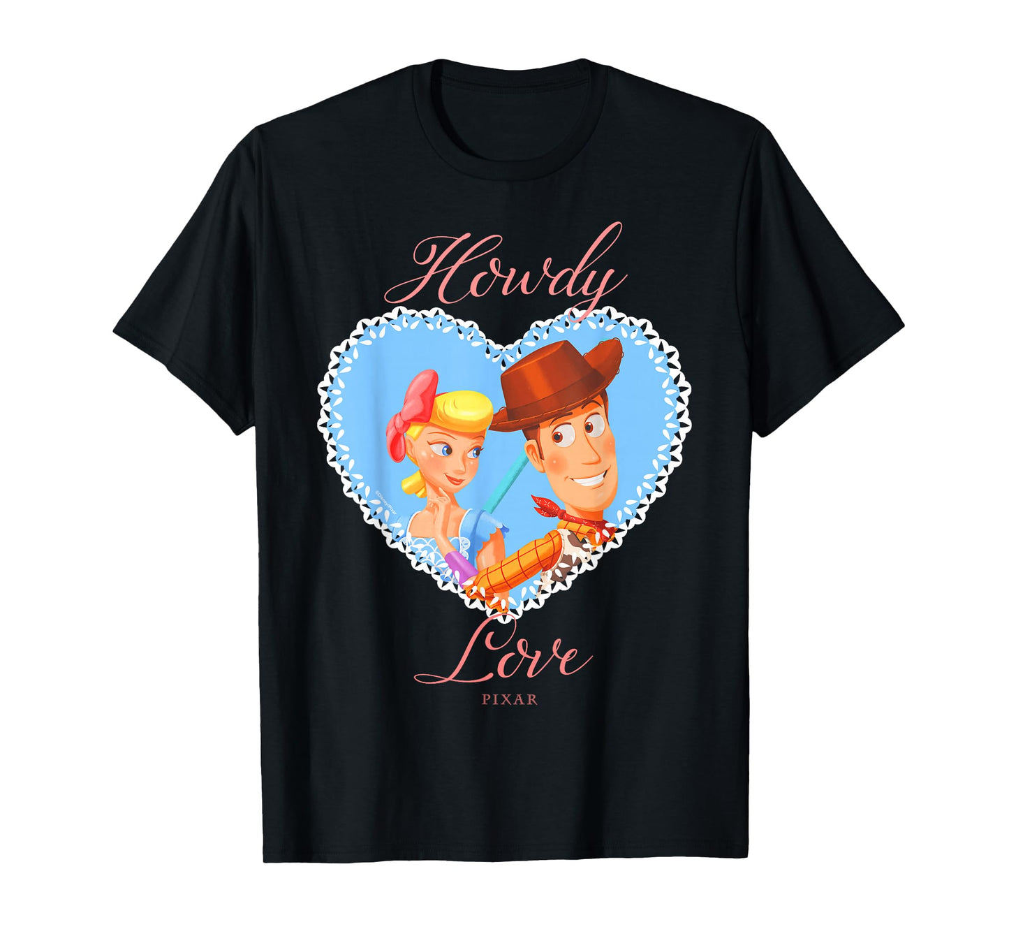 Disney Pixar Toy Story Woody & Bo Peep Howdy Love Heart T-Shirt