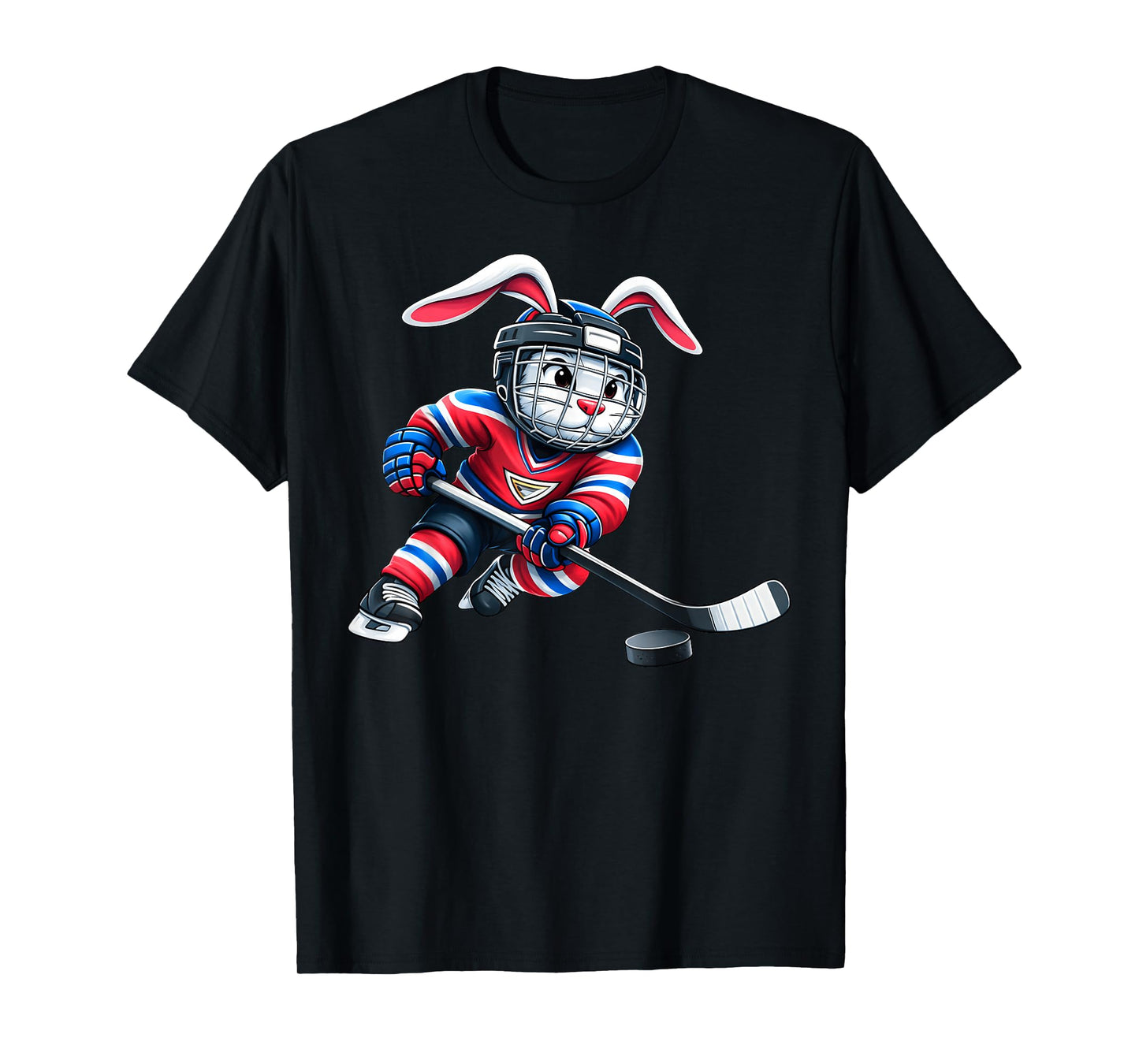 Easter Bunny Ice Hockey Player Cute Rabbit Boys Kids Men T-Shirt