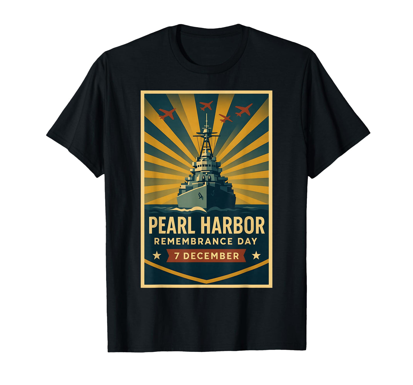 Pearl Harbor Remembrance Day Retro Naval Memorial Artwork T-Shirt