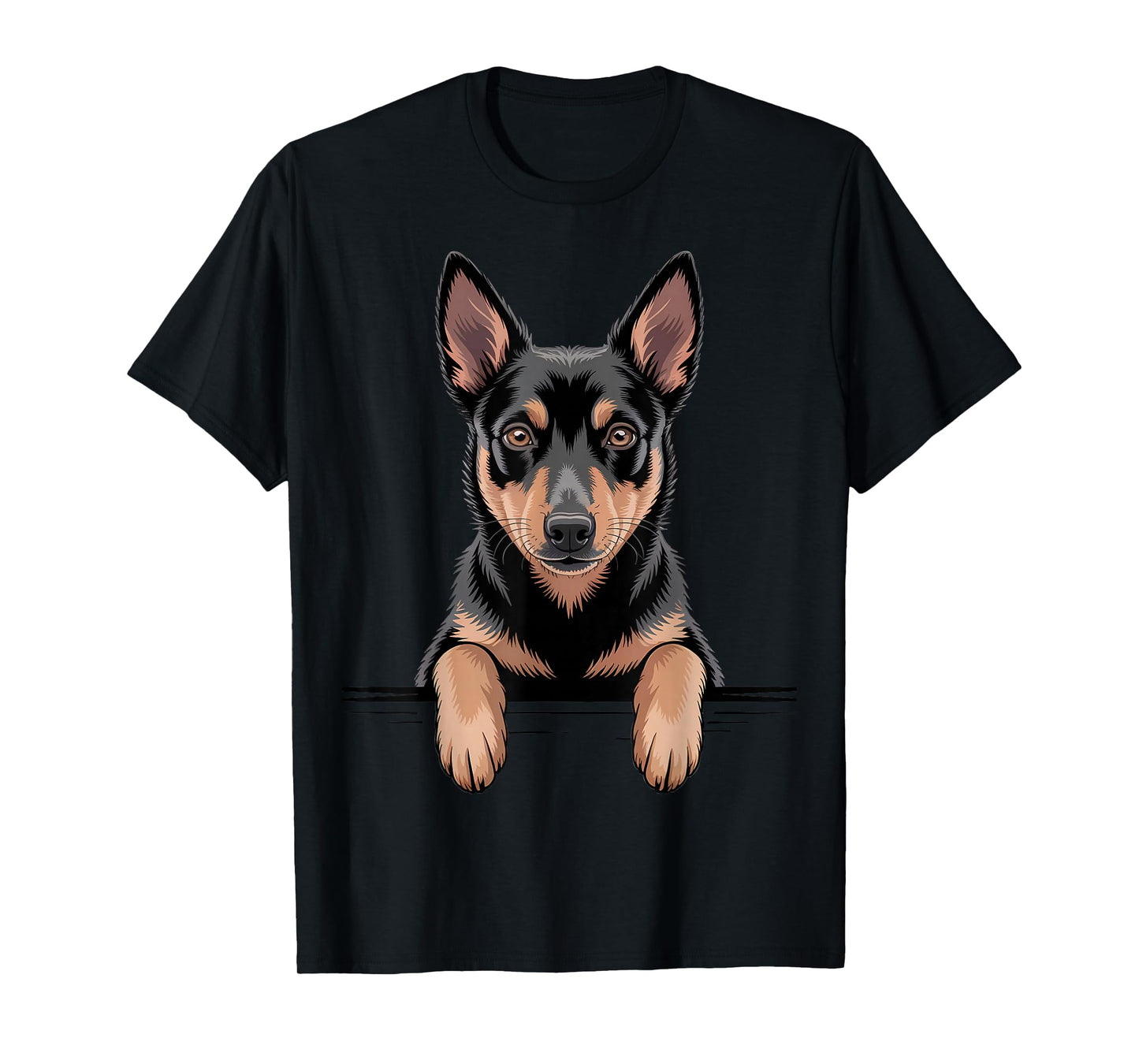 Australian Kelpie Funny Peeking Pocket Puppy Dog Lover T-Shirt