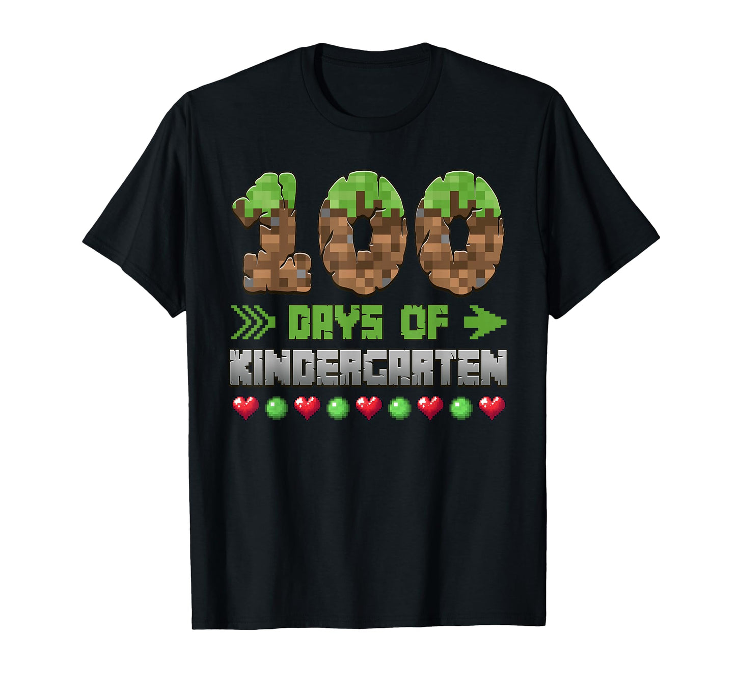 100 Days of Kindergarten Game Pixel 100 Days of School T-Shirt